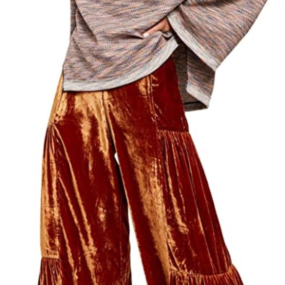 NEW Free People Women's Say La Vie Palazzo Wide Leg Pants BROWN Size 4 NWT - Picture 2 of 7